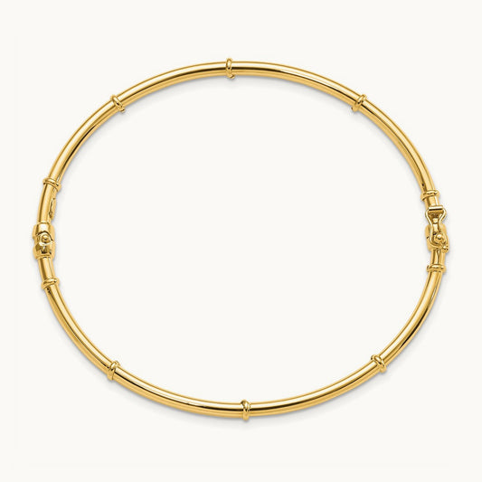 Polished Fancy Hinged Bangle, 14K