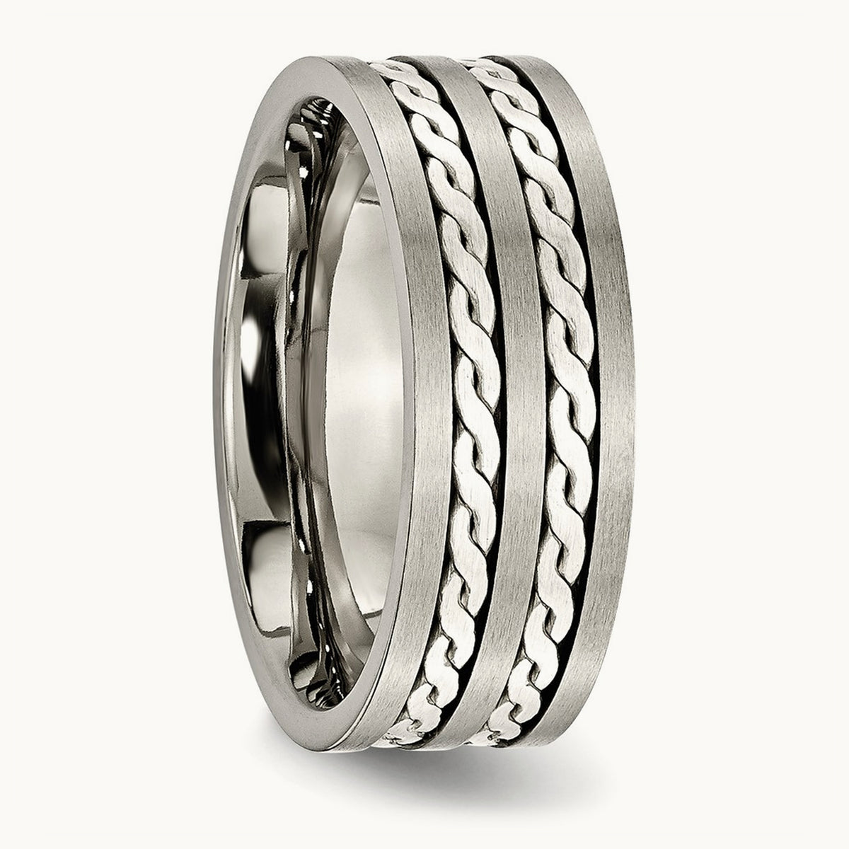 Antiqued & Brushed with Sterling Silver Braided Inlay Band — photo set (2)