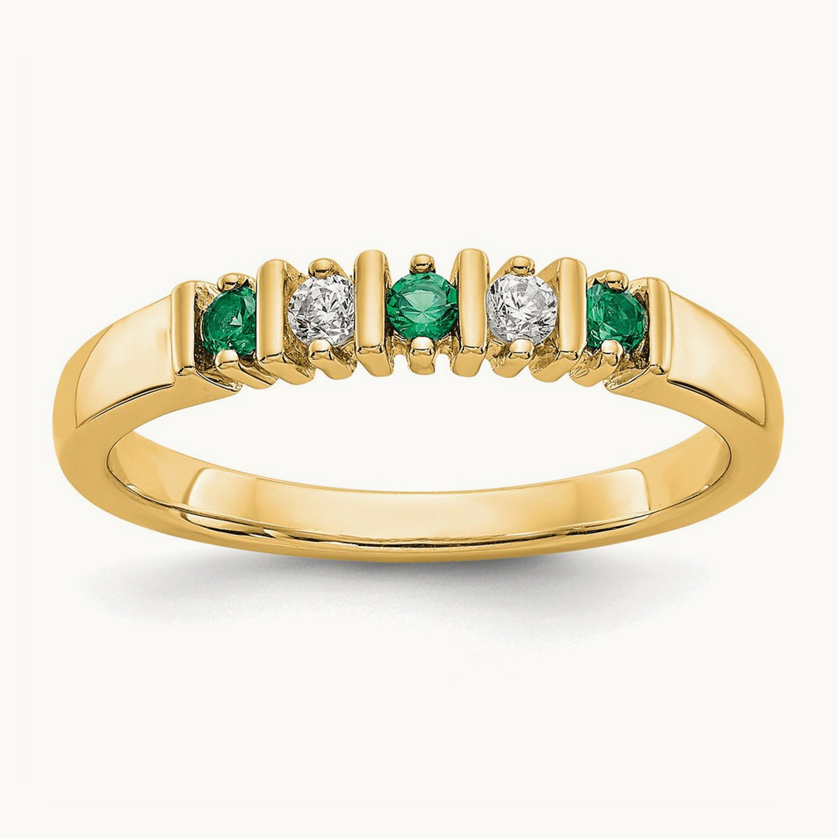 Diamond w/Emerald Band, 14K Yellow Gold