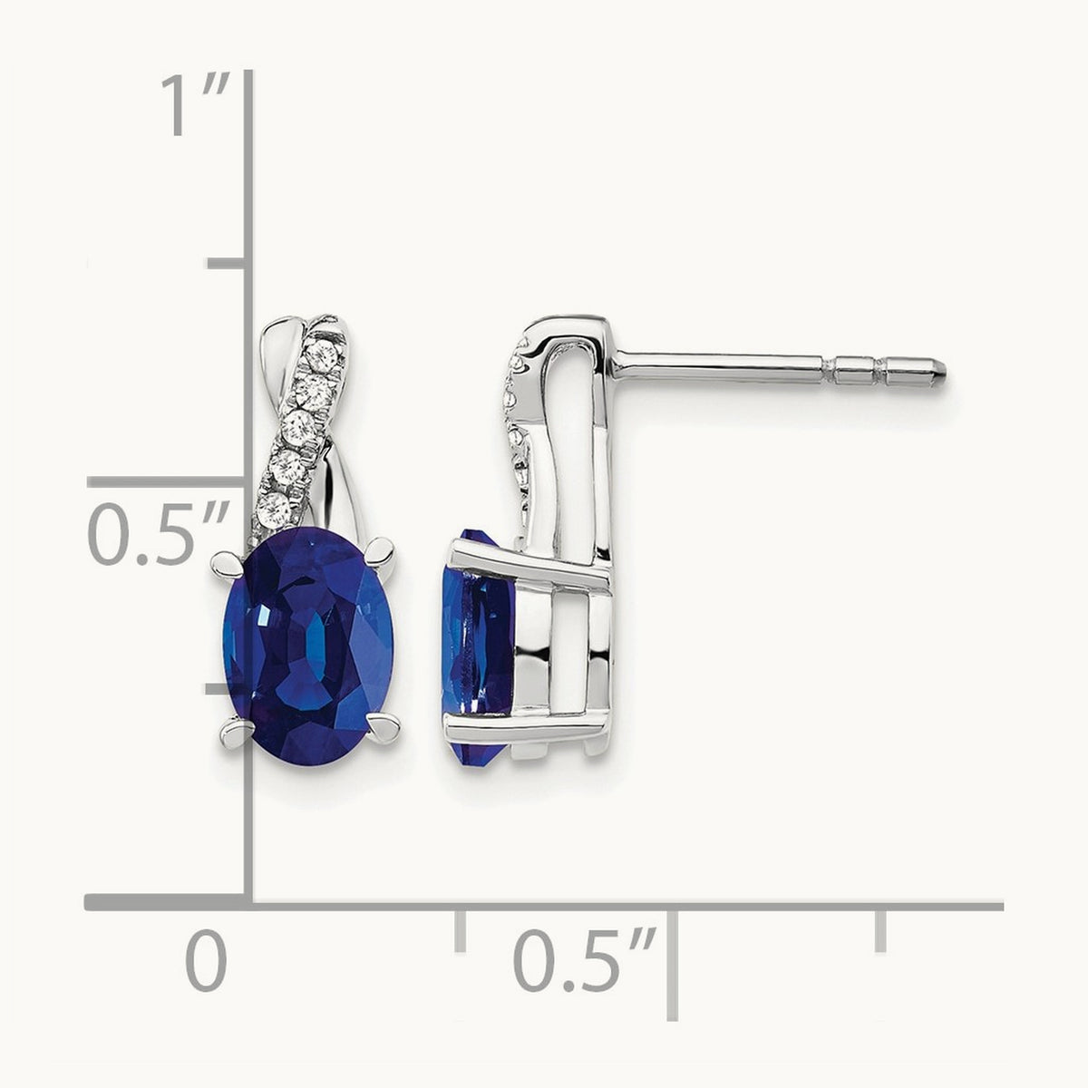 Created Sapphire and Diamond Earrings, 14K White Gold