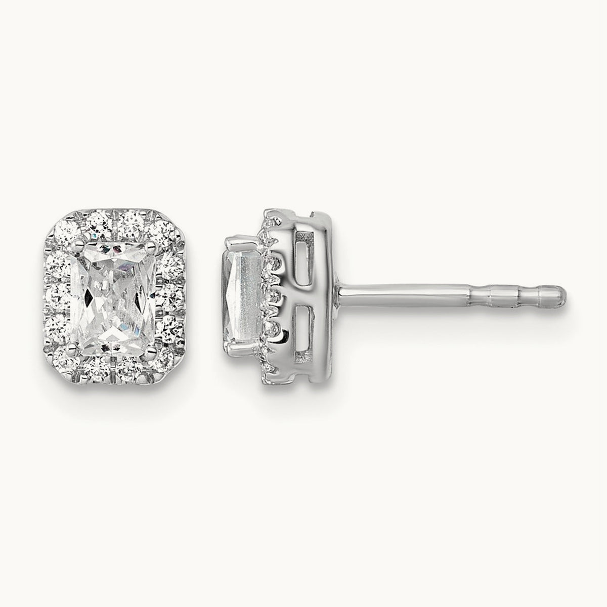 Radiant Halo Post Earrings, 0.50-8.50 ct tw Lab-Grown Diamond — 5/8 ct, 14K White Gold