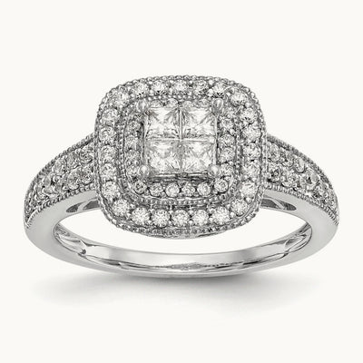 Diamond Cluster Complete Engagement Ring — photo set