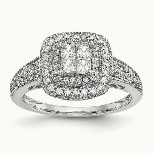 Diamond Cluster Complete Engagement Ring — photo set