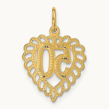 50 in Heart Charm, 14K