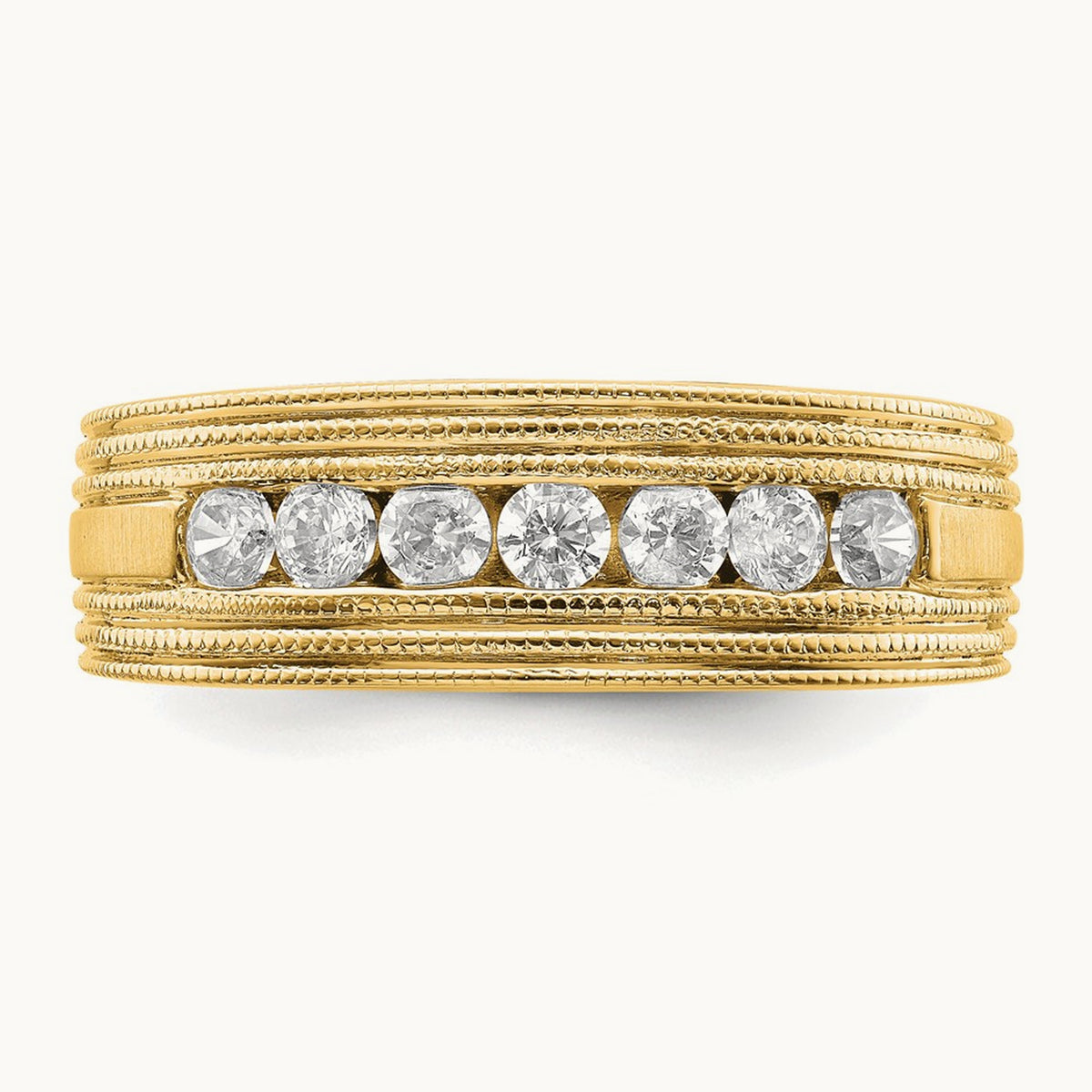 7 Stone Men's Ring, 0.50 ct tw Lab-Grown Diamond — 14K Yellow Gold