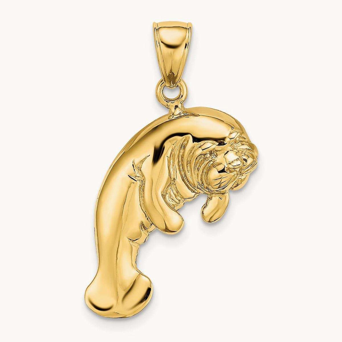2-D Polished Manatee Charm, 14K