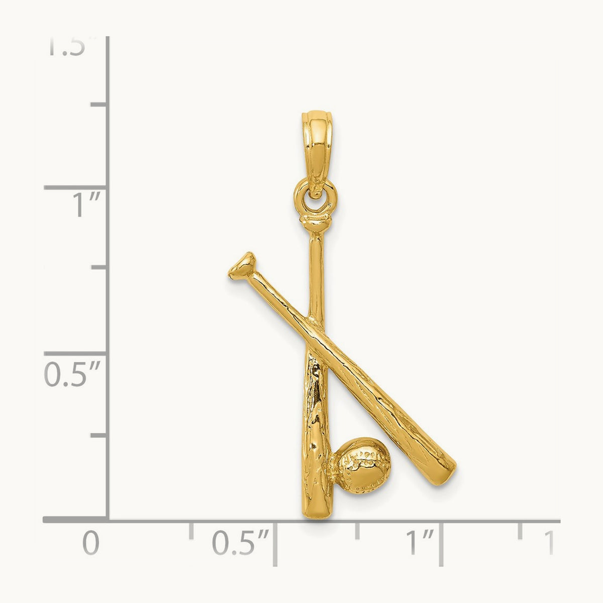 Polished Open-Backed Bats and Baseball Pendant — 29mm
