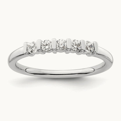 5-Stone Diamond Band, 14K White Gold