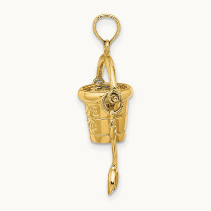 3D CAPE COD Bucket w/ Shovel Charm, 14K