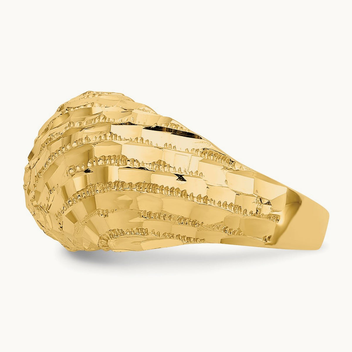 Diamond-Cut Dome Ring, 14K