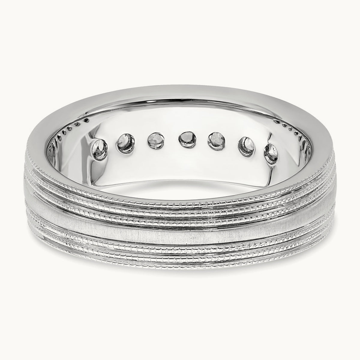 7 Stone Men's Ring, 0.50 ct tw Lab-Grown Diamond — 14K White Gold