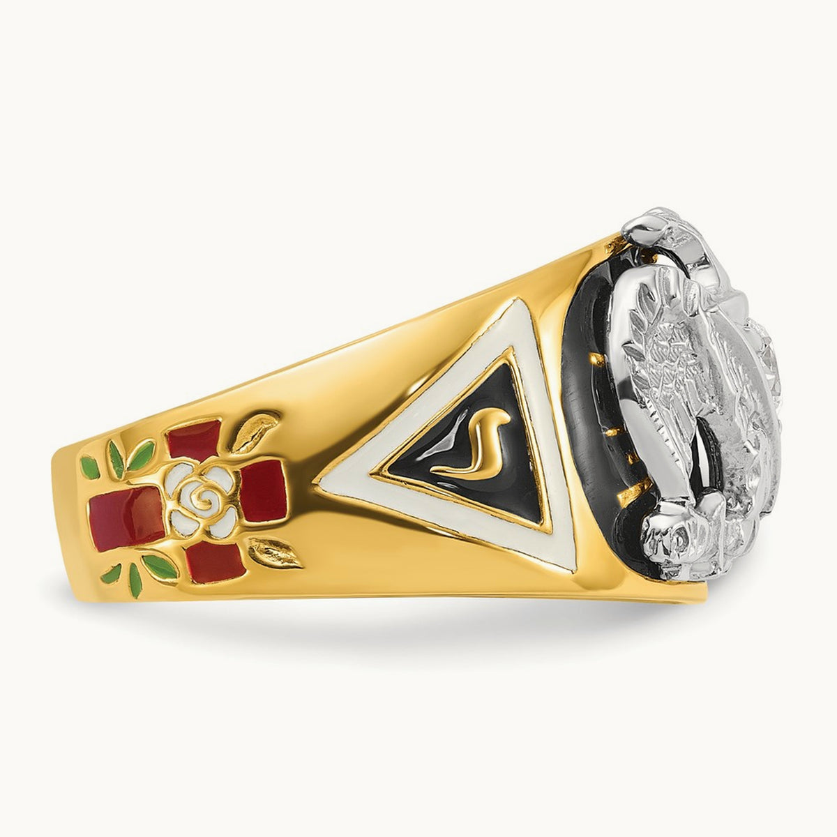 14ktt IBGoodman Men's Enamel & Dia 32nd Scottish Rite Masonic Ring