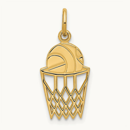 Basketball in Net Charm, 14K