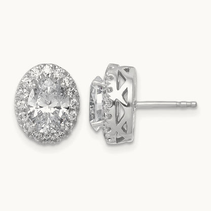 Oval Halo Post Earrings, 2.50 ct tw Lab-Grown Diamond — 14K White Gold