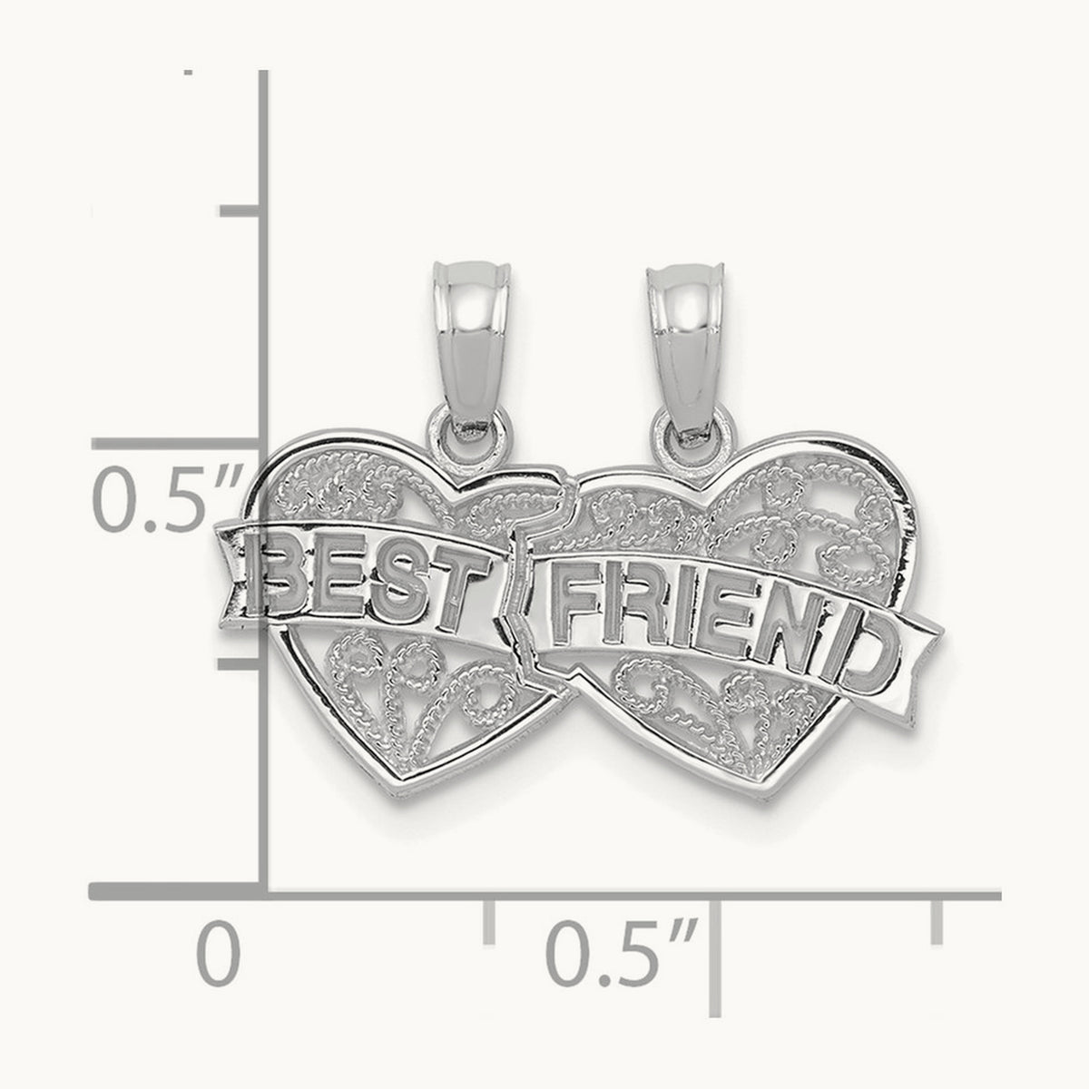 BEST FRIEND Breakable Double Hearts Pendant — 14K White Gold