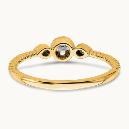 Roped Band Petite Round Complete Dia Ring, 14K Gold