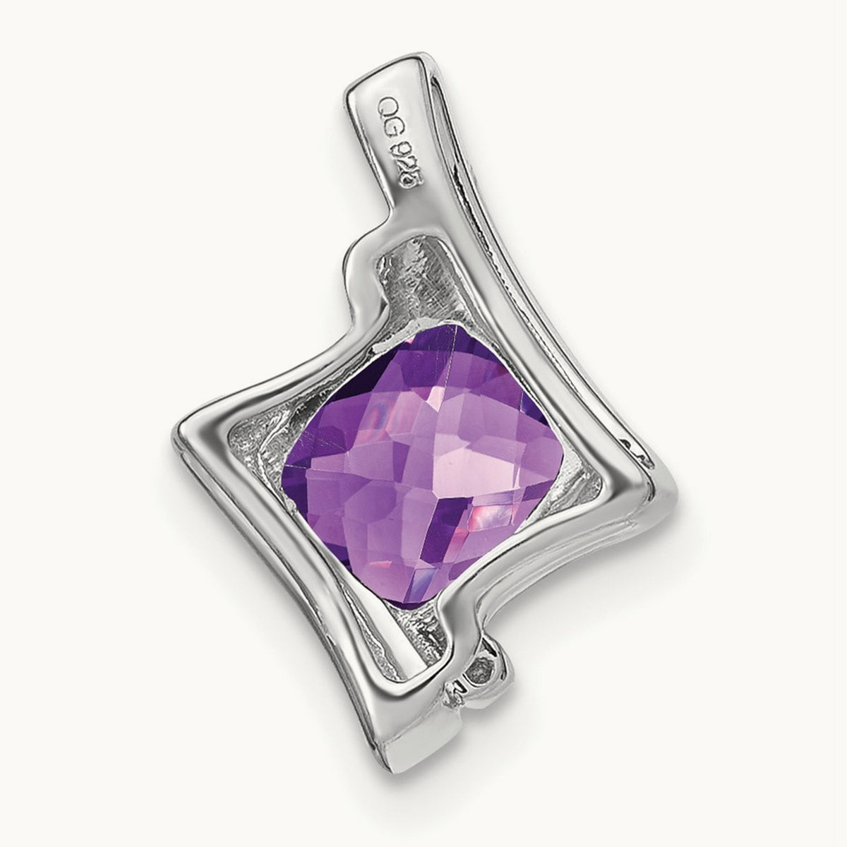 Amethyst and Diamond Pendant — 14K White Gold