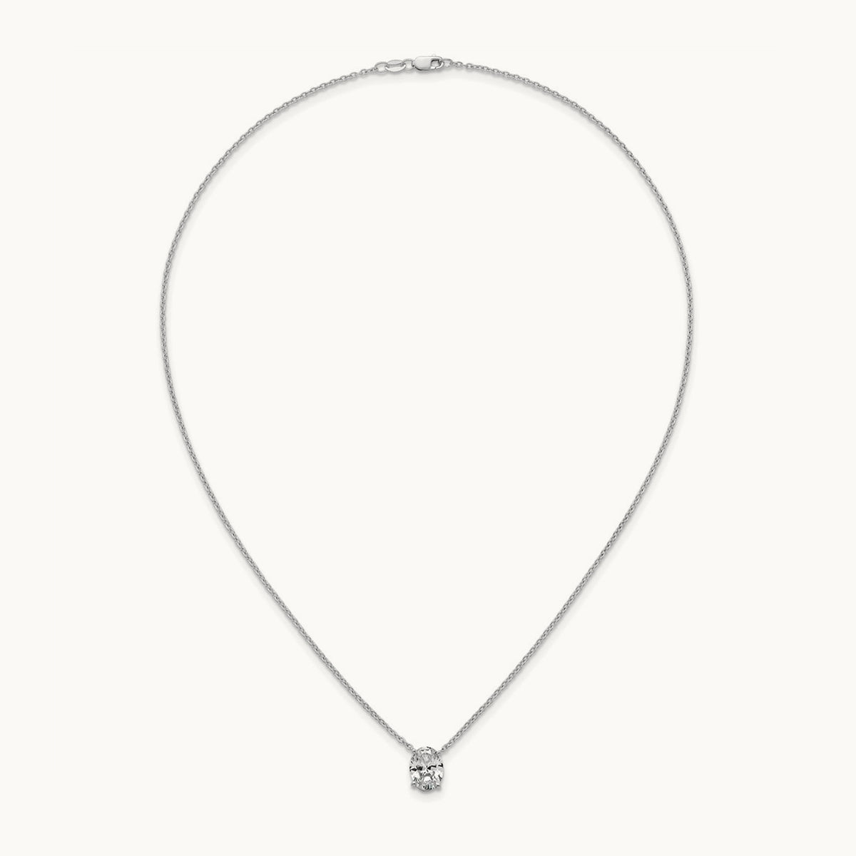 Oval Pendant Necklace, 0.25-4.00 ct tw Lab-Grown Diamond — 2 1/2 ct, 14K White Gold