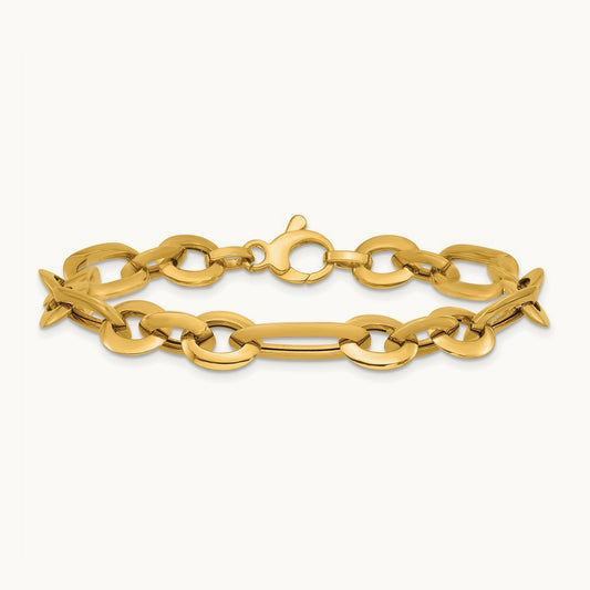 Polished Knife Edge Link 7.5 in Bracelet, 14K
