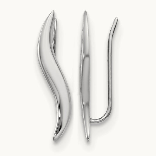Polished Fancy Ear Climber Earrings, 14K White Gold — Leslie's