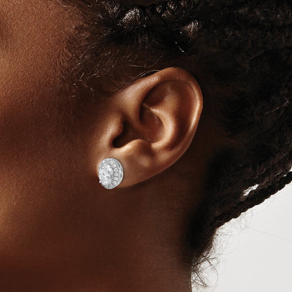 Oval Halo Post Earrings, 2.50 ct tw Lab-Grown Diamond — 14K White Gold