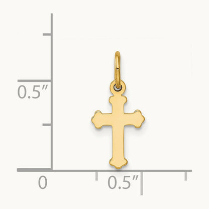 Mini Polished Cross Charm — 14K Yellow Gold
