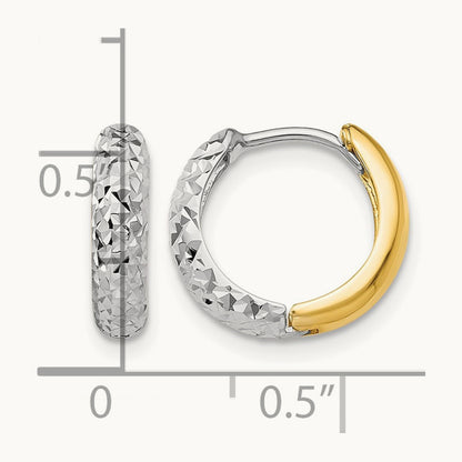 Diamond-cut Hoop Earrings, 14K Two-tone