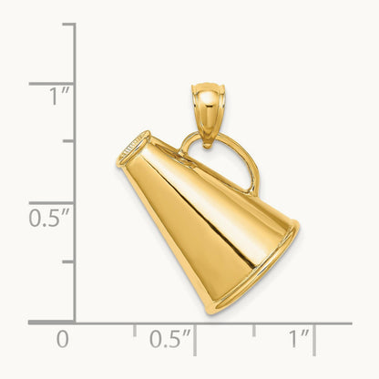 Solid Polished 3-D Large Megaphone Charm, 14K