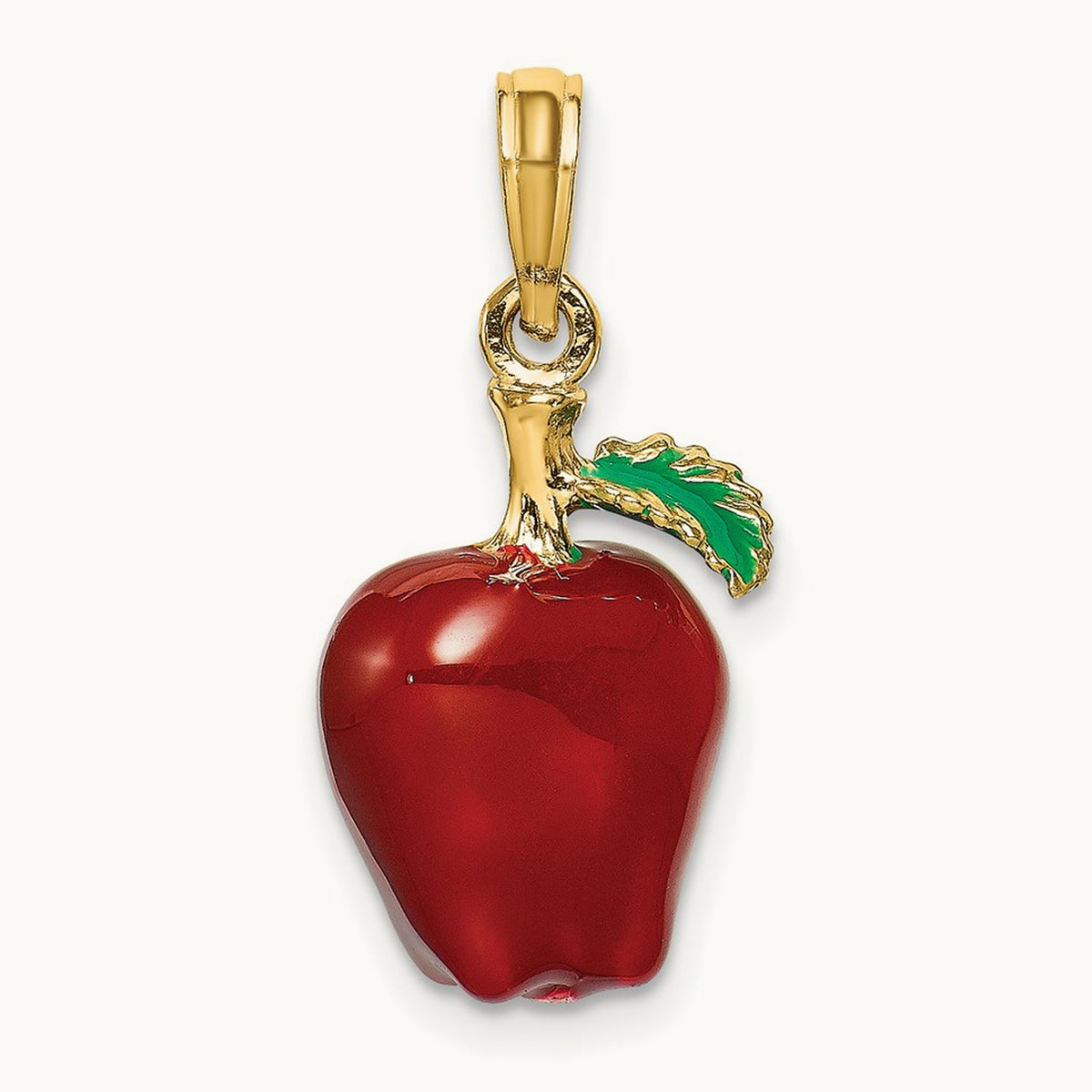 w/ Enamel 3-D Red Delicious Apple Charm, 14K