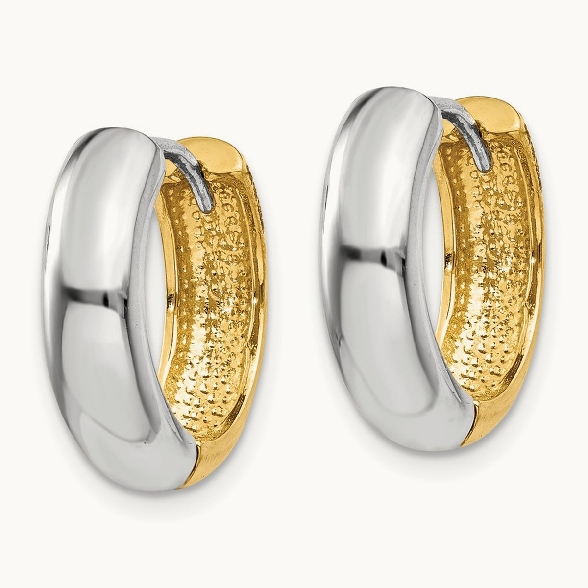 Huggie Earrings, 14K Two-tone