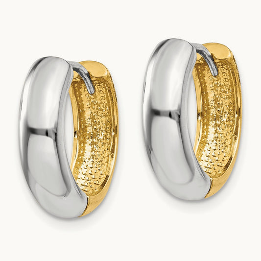 Huggie Earrings, 14K Two-tone