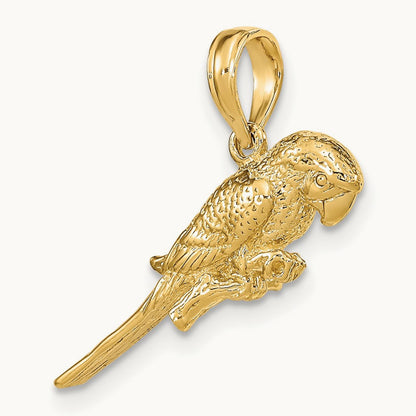 3-D Parrot Charm, 14K