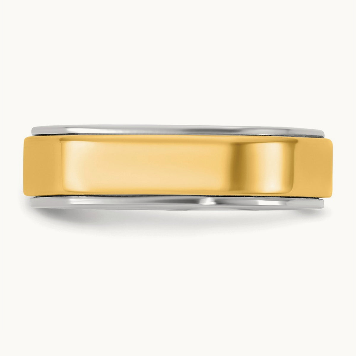 W/Y Step Edge Wedding Band, 6mm, 14K Two-tone