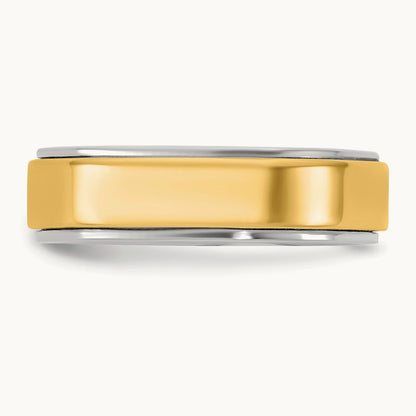 W/Y Step Edge Wedding Band, 6mm, 14K Two-tone