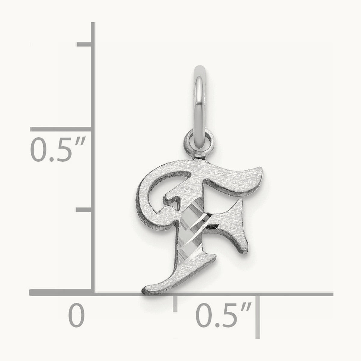 Diamond-cut Initial Charm — 14K White Gold, F