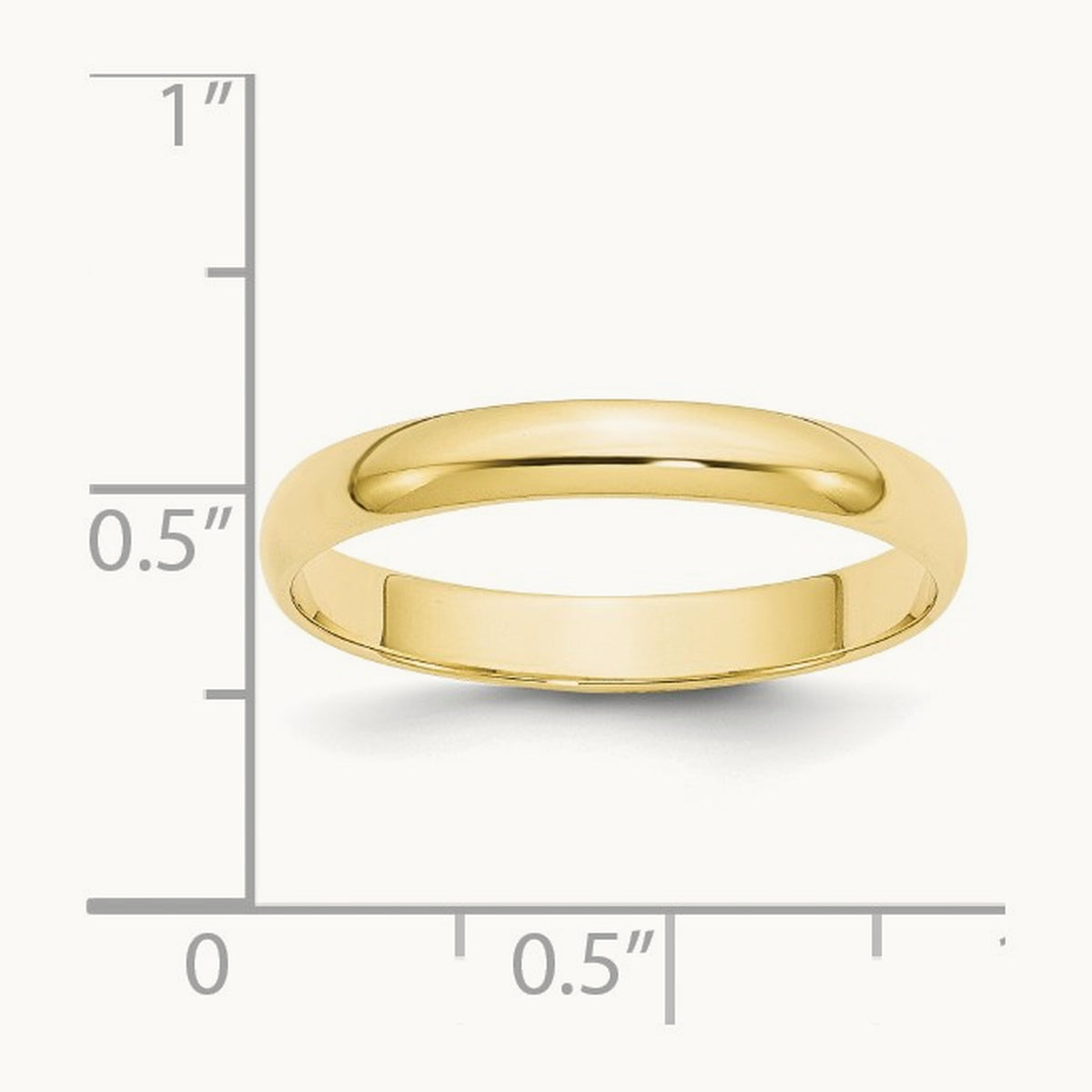 Lightweight Half Round Band, 3mm, 10K Yellow Gold