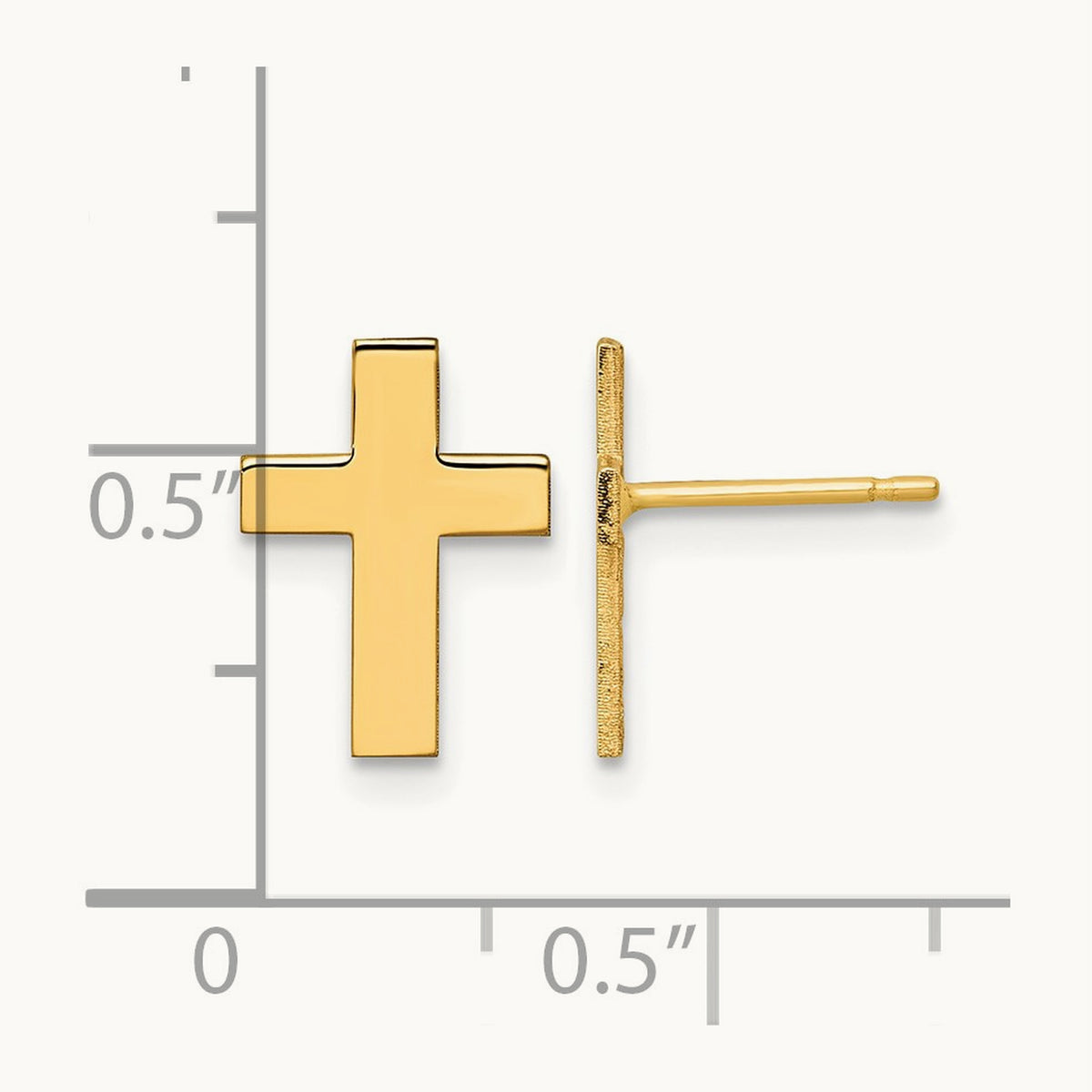 Polished Cross Earrings — 12mm
