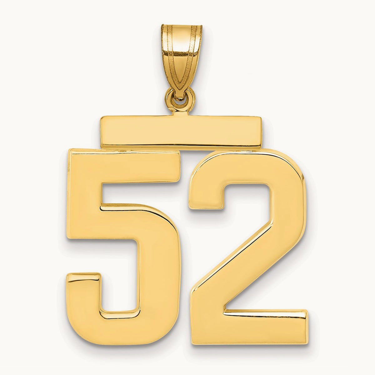Large Polished Number 52 Charm, 14K