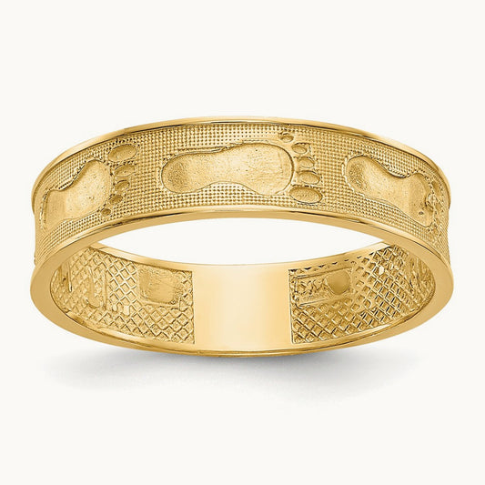 Footprints In The Sand Ring, 14K