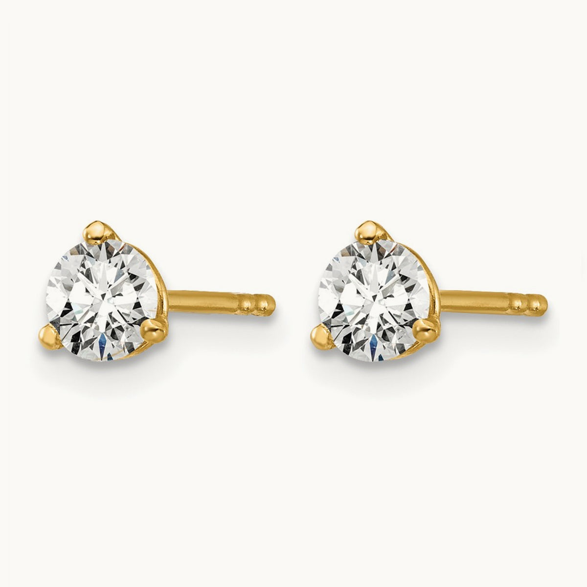 Round Stud Earrings, 0.10-6.00 ct tw Lab-Grown Diamond — 1/2 ct, 14K Yellow Gold