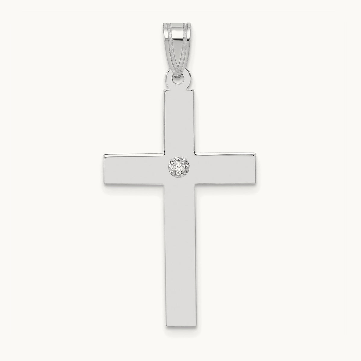 .02ct. Diamond Cross Pendant, 14K White Gold