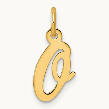 Small Script Letter O Initial Charm, 14K