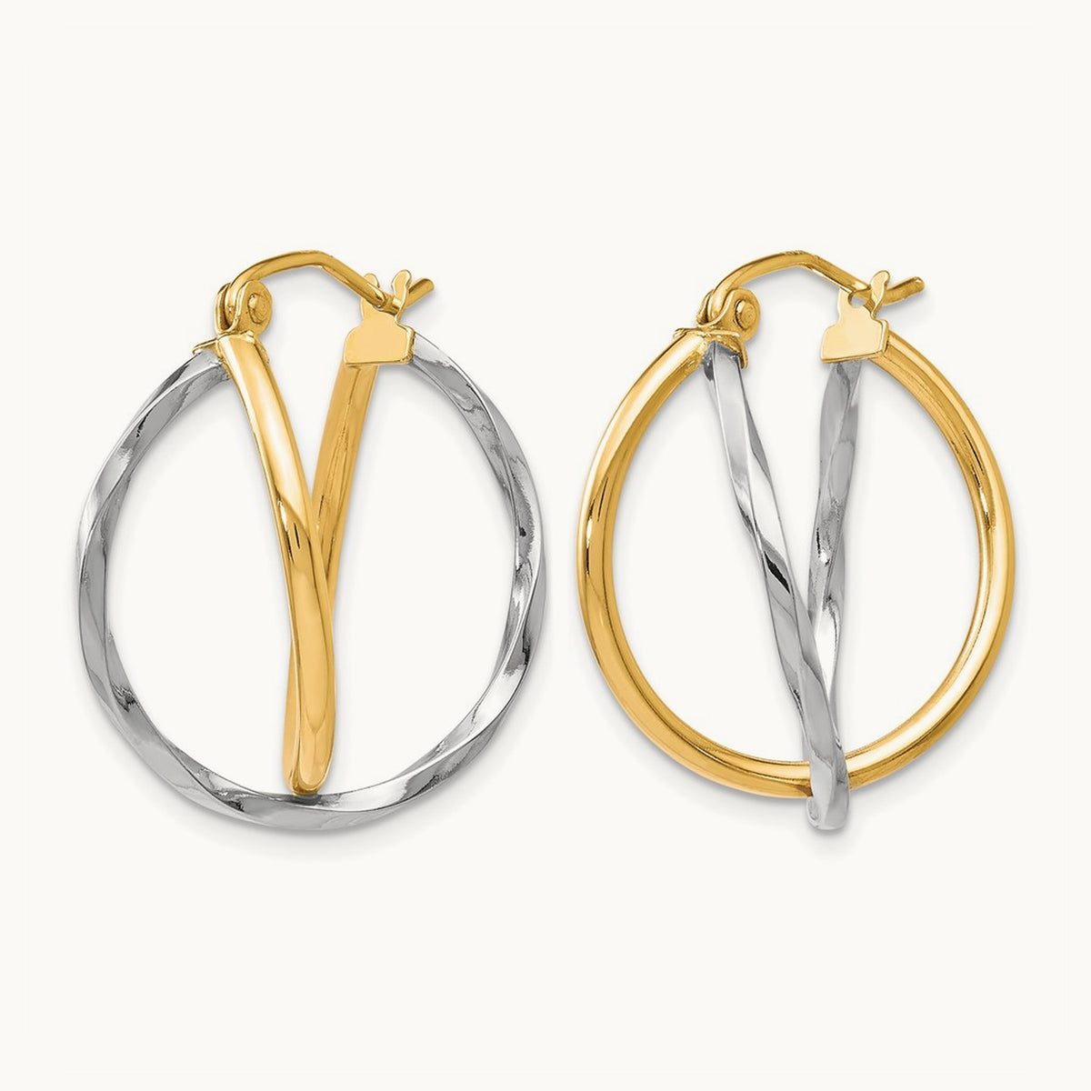 Hinged Hoop Earrings, 10K Two-tone — Leslie's