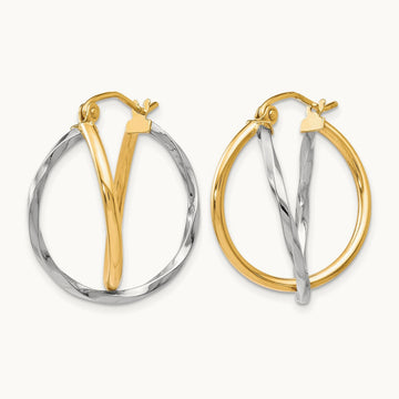 Hinged Hoop Earrings, 10K Two-tone — Leslie's