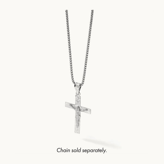 Crucifix Pendant, 14K White Gold
