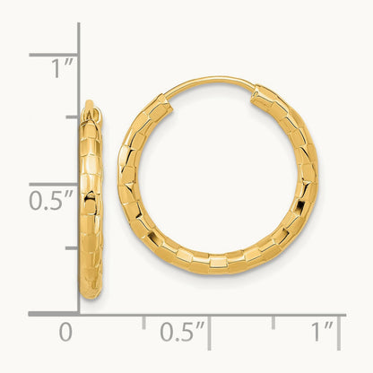 Polished Faceted Hoop Earrings, 2.5mm, 14K Gold