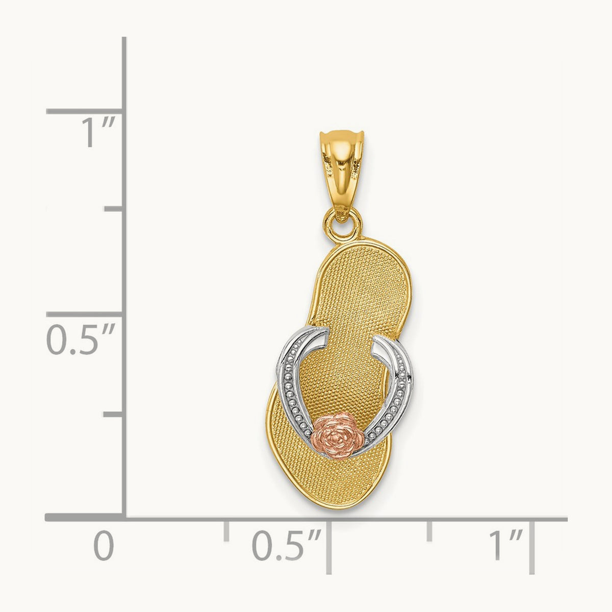 w/Rhodium Sandal Pendant, 14K Yellow with Rose Gold