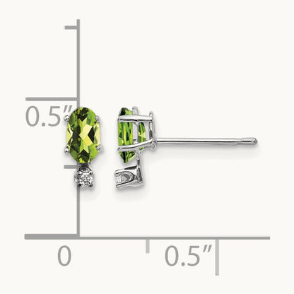 Diamond & Peridot Birthstone Earrings in 14K White Gold