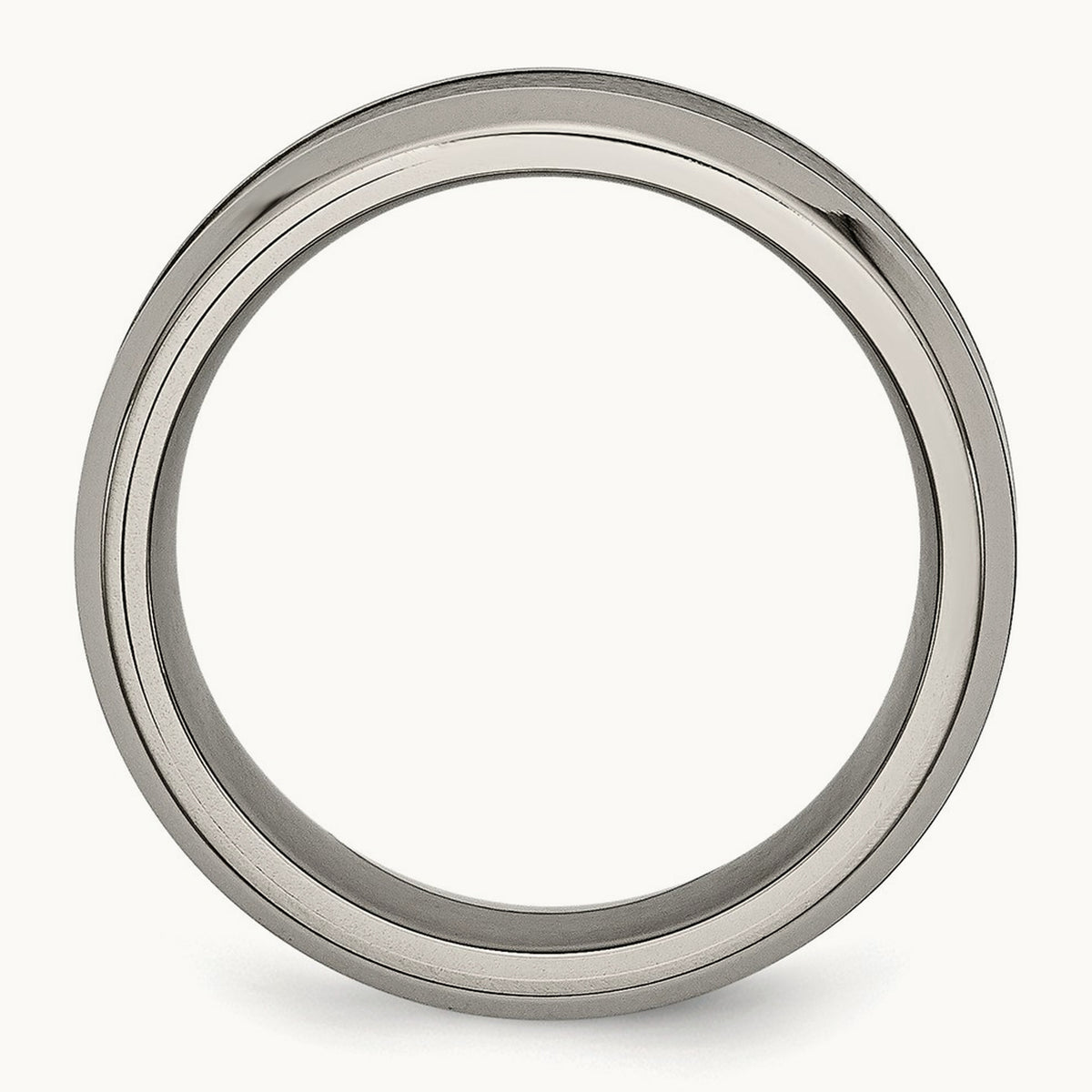Polished with Black Ceramic Center Beveled Band — photo set