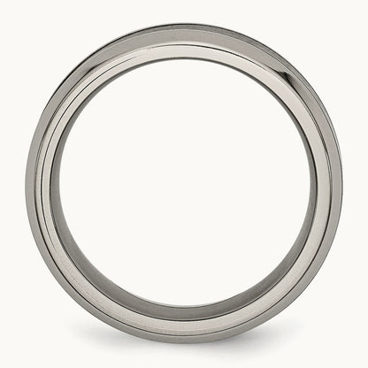 Polished with Black Ceramic Center Beveled Band — photo set